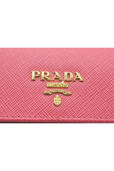 PRADA Vintage Saffiano Multic Leather Trifold Wallet Purse Pink 8195K