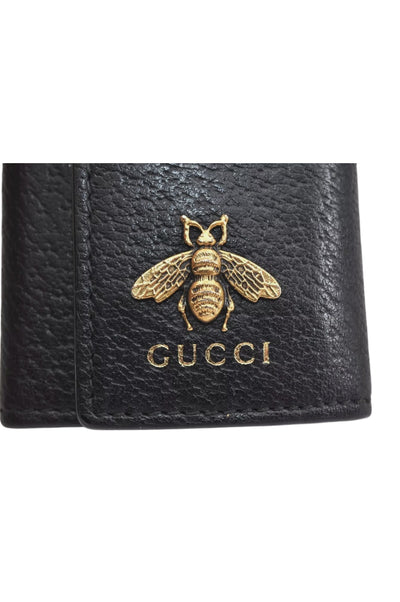 GUCCI Animalier Bee 6 Six Hooks Key Case Leather 523683 Black 8167K