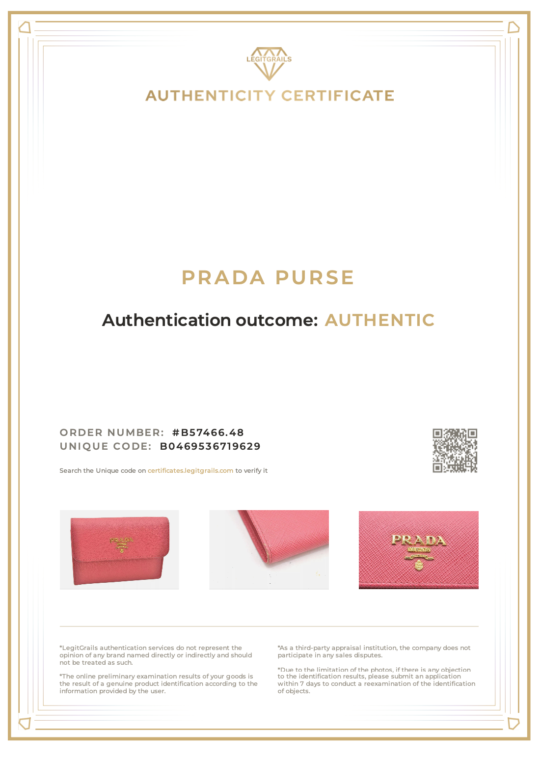 PRADA Vintage Saffiano Multic Leather Trifold Wallet Purse Pink 8195K