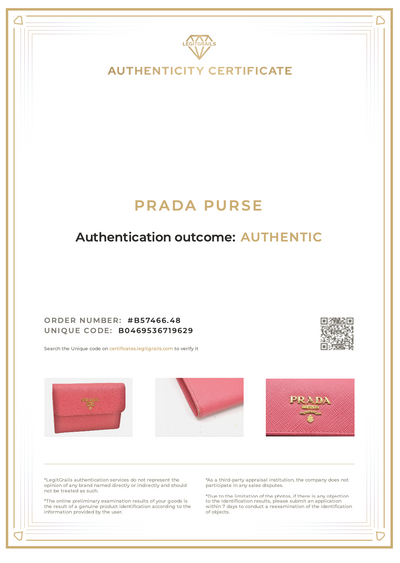 PRADA Vintage Saffiano Multic Leather Trifold Wallet Purse Pink 8195K