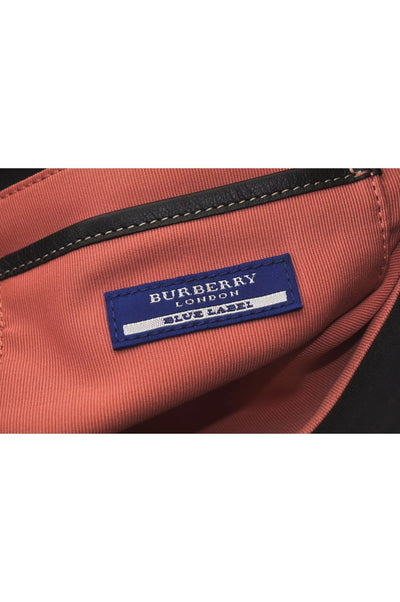 Authentic BURBERRY BLUE LABEL Hand Tote Bag Polyester Leather Black 7082L