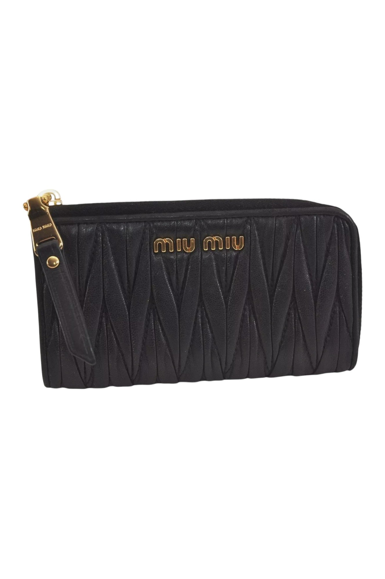 Authentic MIU MIU Vintage Matelasse Leather Coin Case Purse Black 8330L