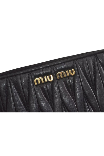 Authentic MIU MIU Vintage Matelasse Leather Coin Case Purse Black 8330L