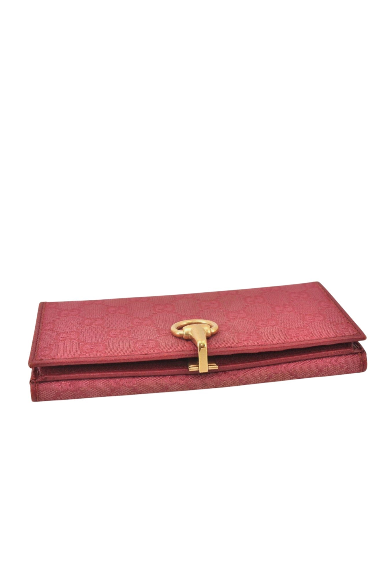 Authentic GUCCI Horsebit Long Wallet Purse GG Canvas Leather 101602 Pink 8913L