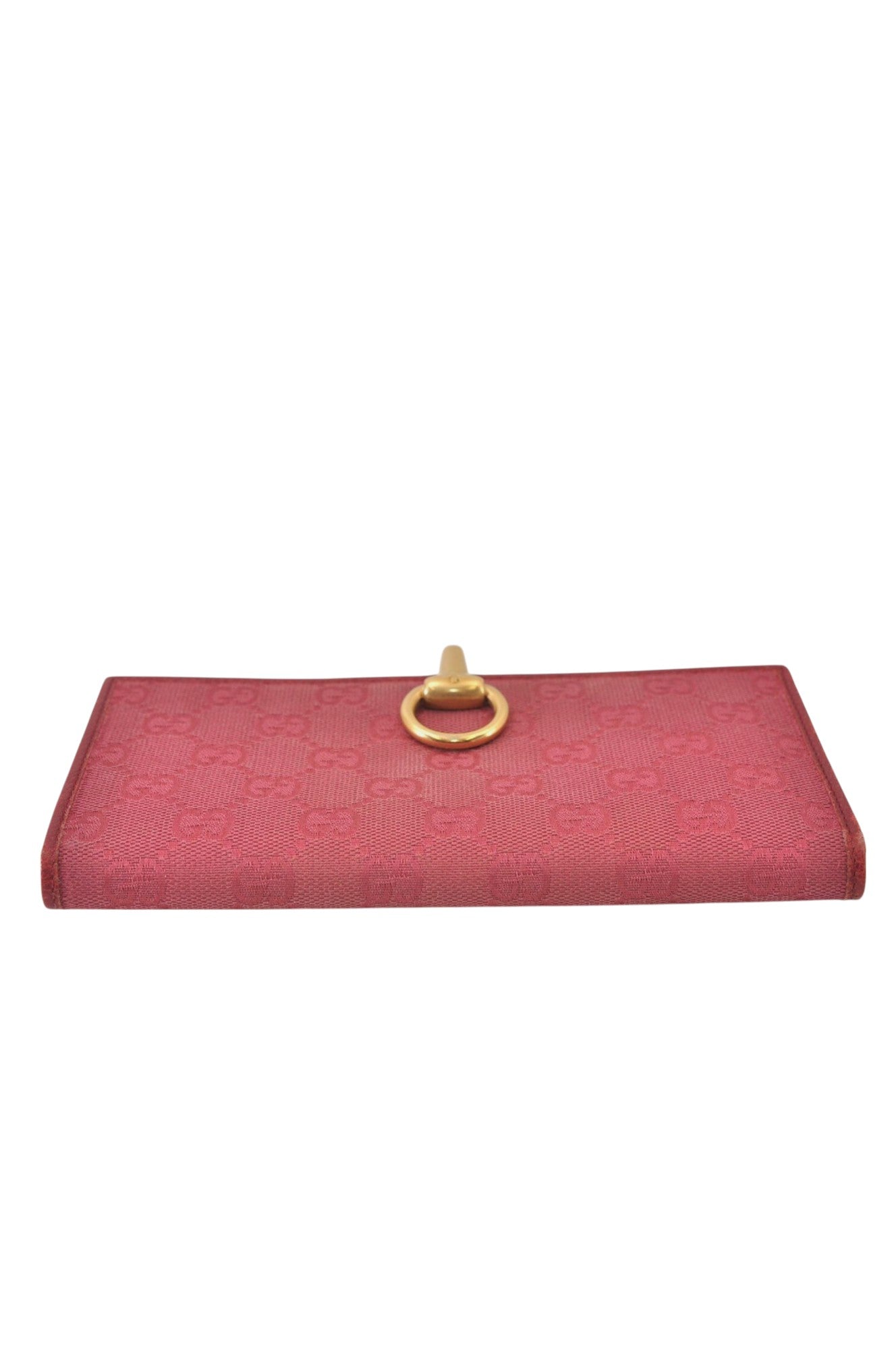 Authentic GUCCI Horsebit Long Wallet Purse GG Canvas Leather 101602 Pink 8913L