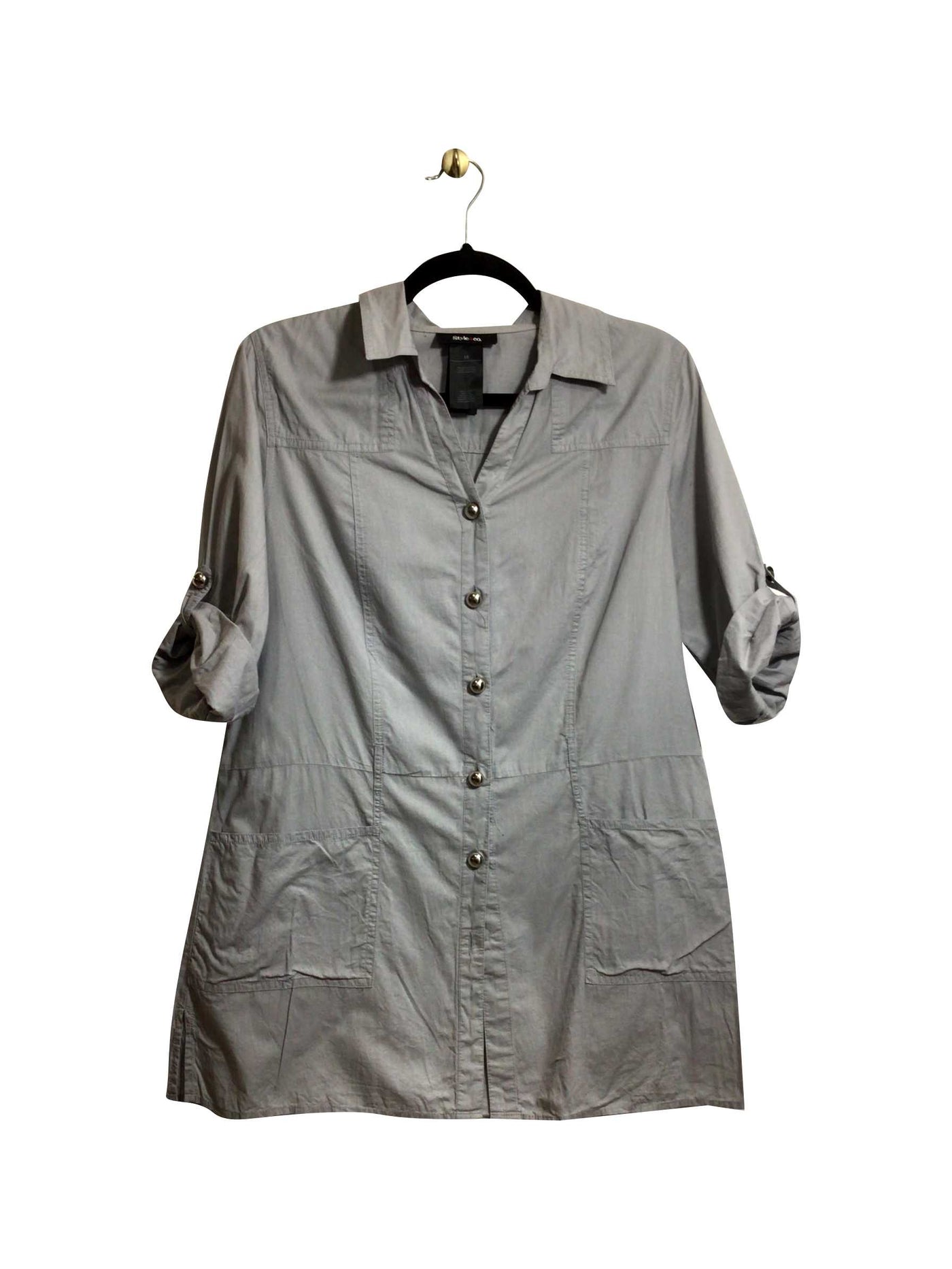 STYLE & CO. Regular fit Button-down Top in Gray - Size 10 | 12.29 $ KOOP